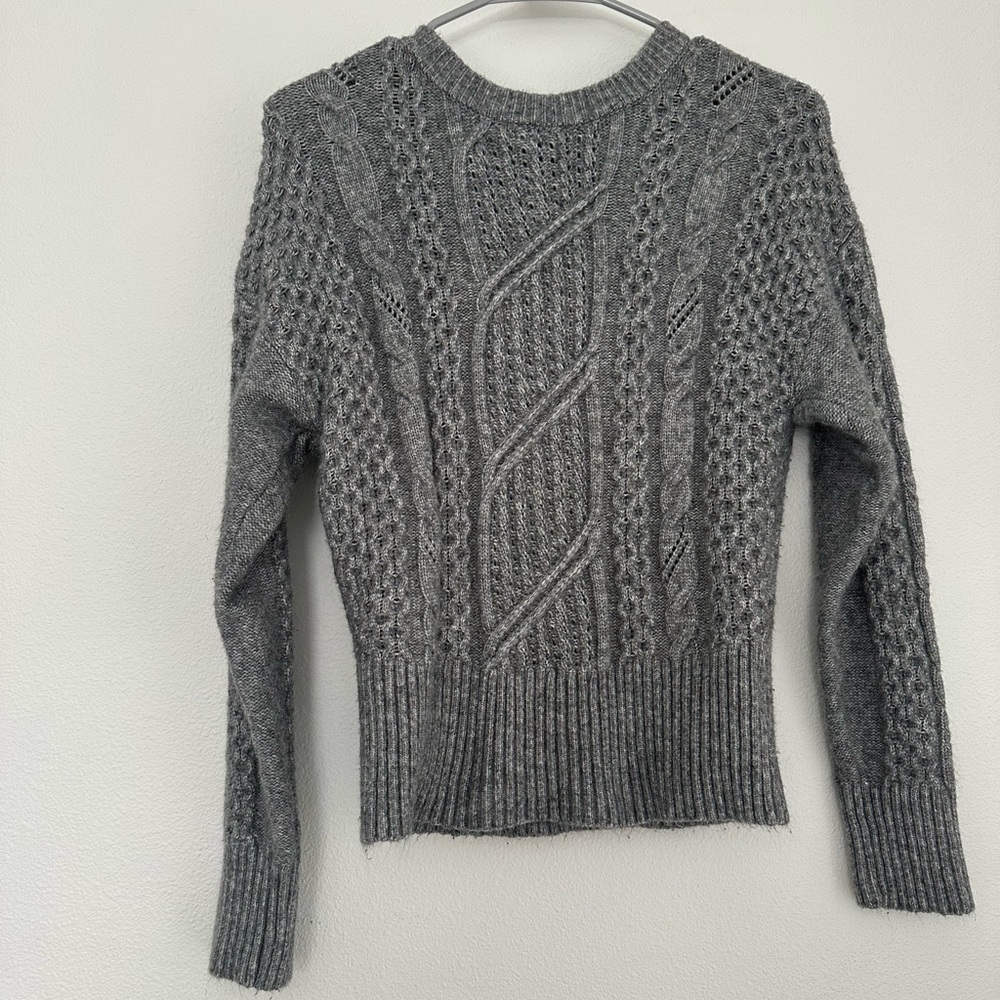 Express Gray Cable Knit Crewneck Sweater